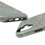 Green, Blue, + White Marbled Peacock - Dual Layer MAG SAFE Phone Case