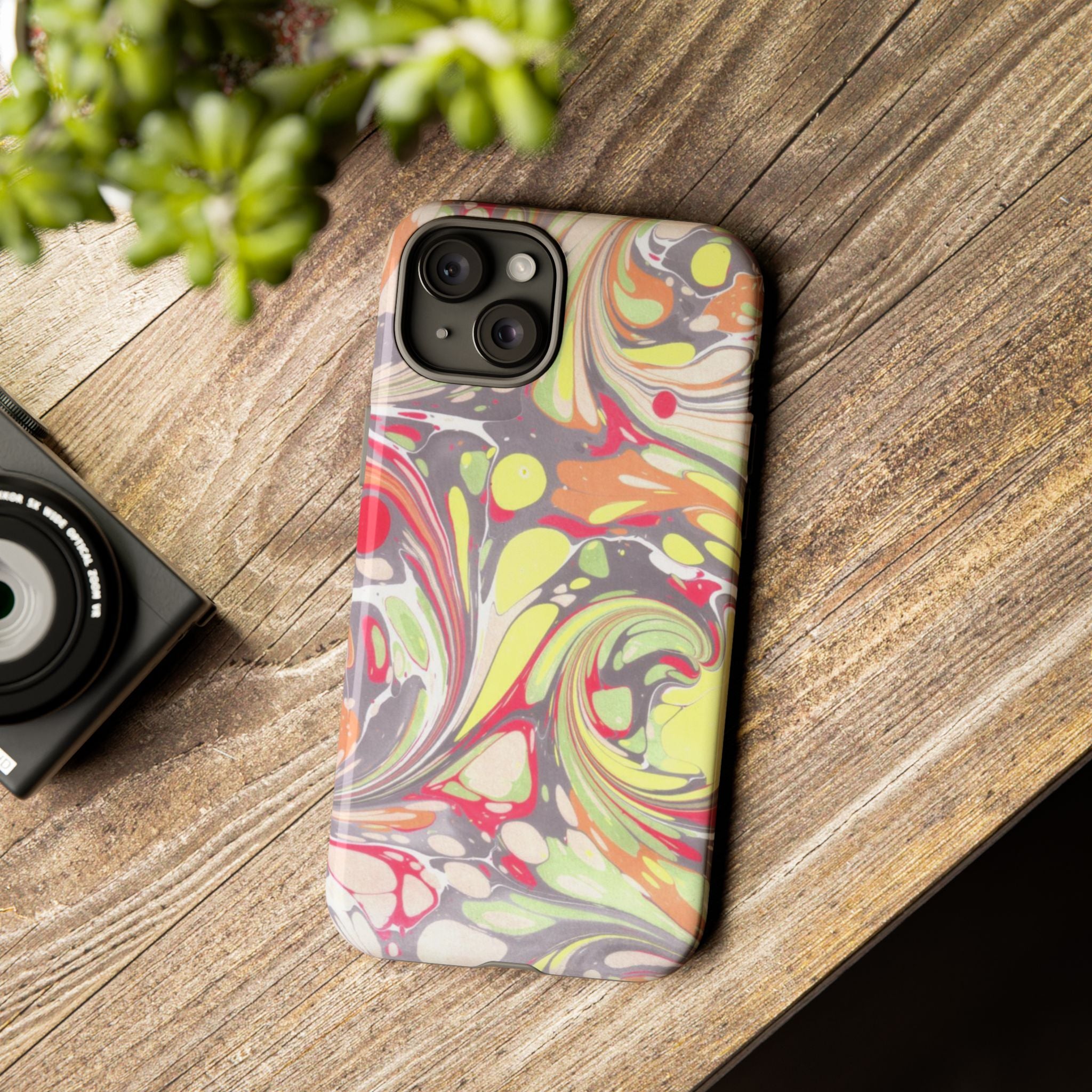 Yellow and Pink Swirl Marbled Italian Phone Case - Dual Layer - Matte or Glossy