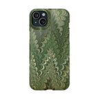 Green Marbled Slim Phone Case — Botanical Swirl Pattern Slim Case
