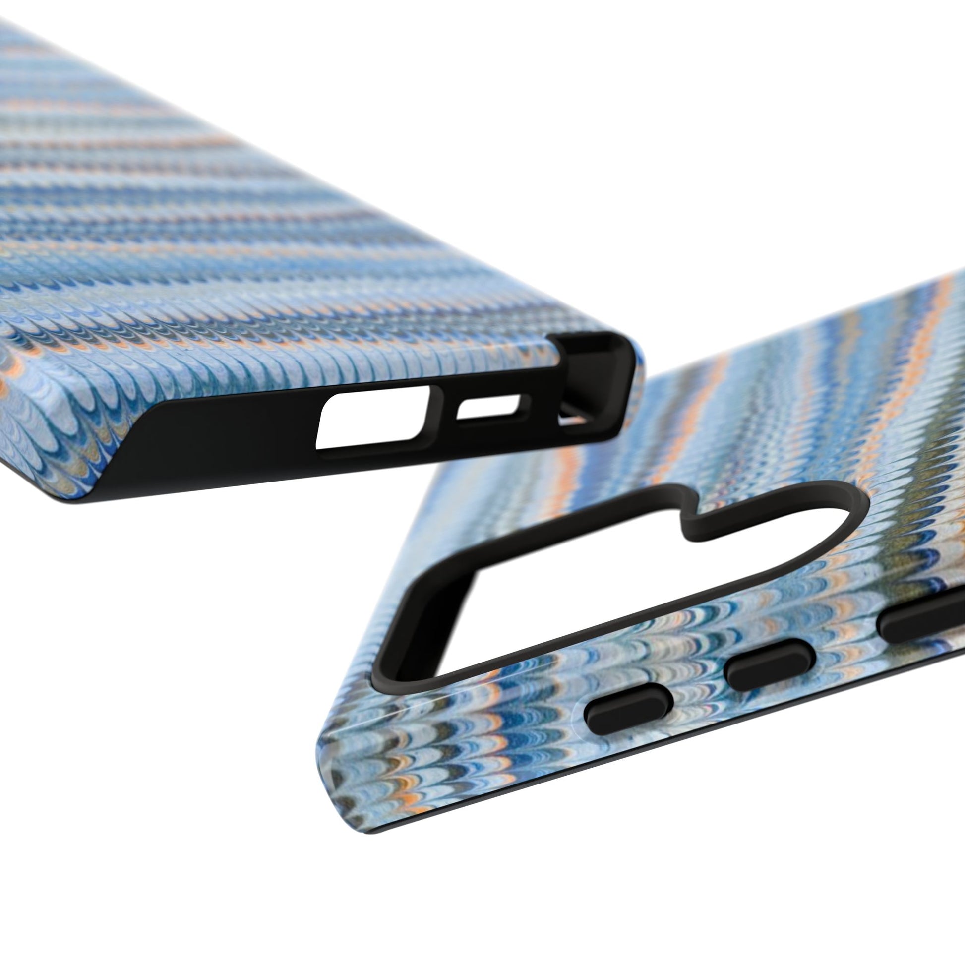 Blue Marbled Phone Cases iPhone 16 + Samsung + Apple + Google - all models, Vintage Marbled Design - Tough Cases
