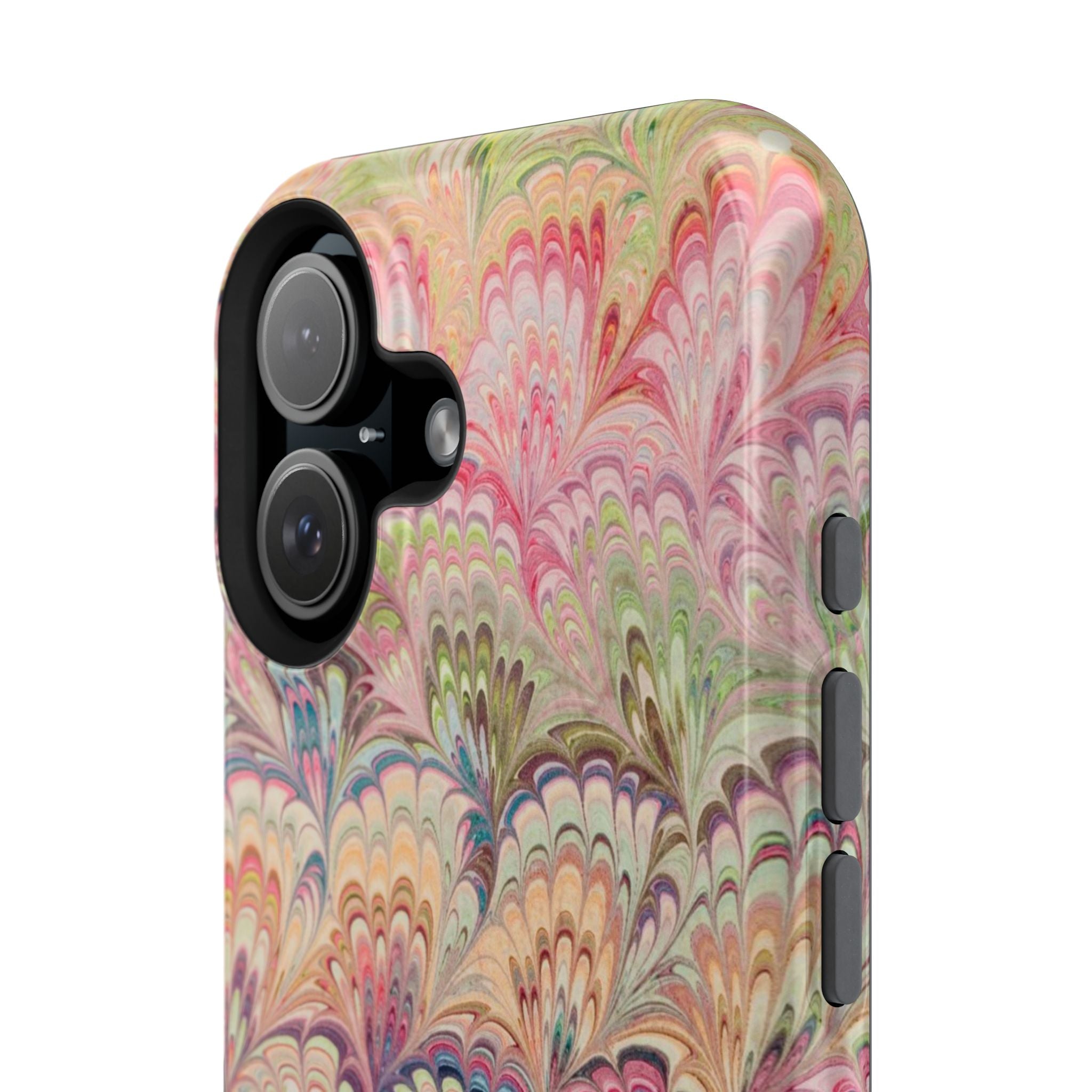 Marbled Pastel Pink and Green Impact-Resistant Phone Case for Apple + Samsung