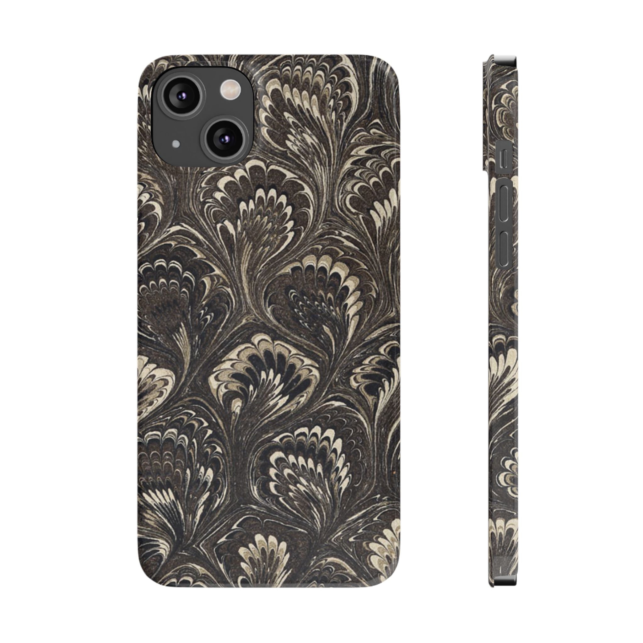 Black Italian Marble Design Slim iPhone 17 + all models Phone Cases