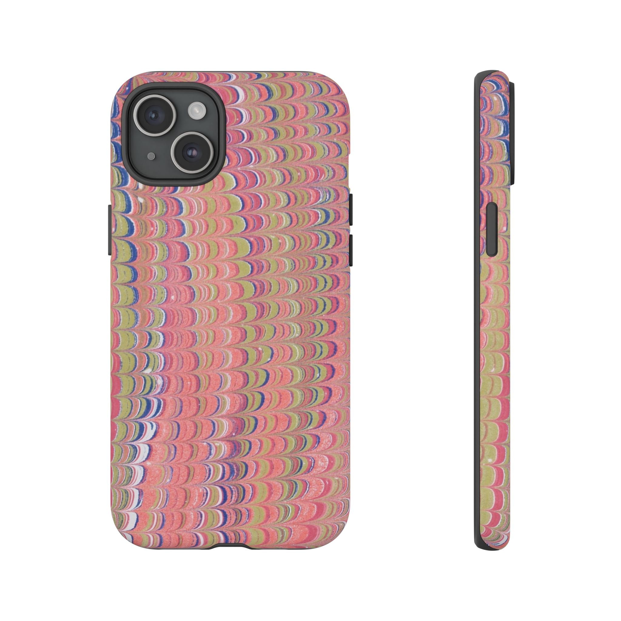 Pink Pastels Feather Marbled Vintage Design iPhone 16 + Samsung + Apple + Google - all models
