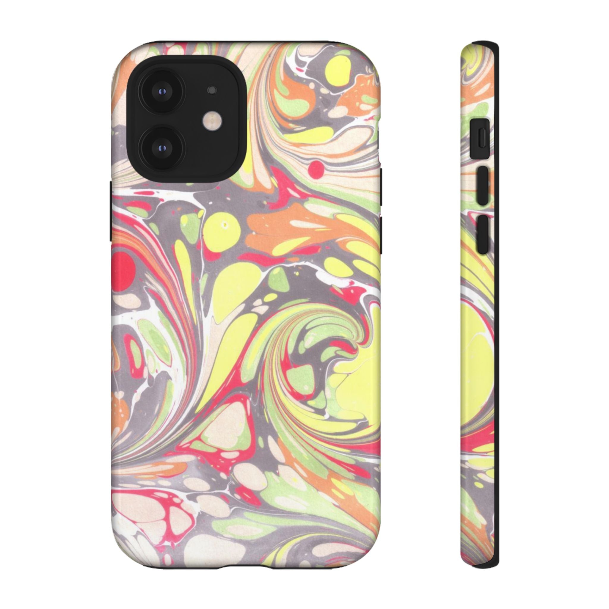 Yellow and Pink Swirl Marbled Italian Phone Case - Dual Layer - Matte or Glossy