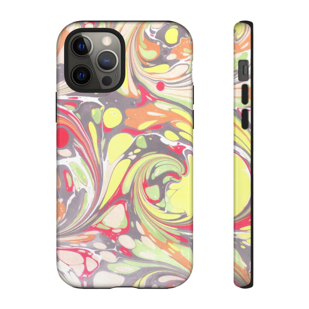 Yellow and Pink Swirl Marbled Italian Phone Case - Dual Layer - Matte or Glossy