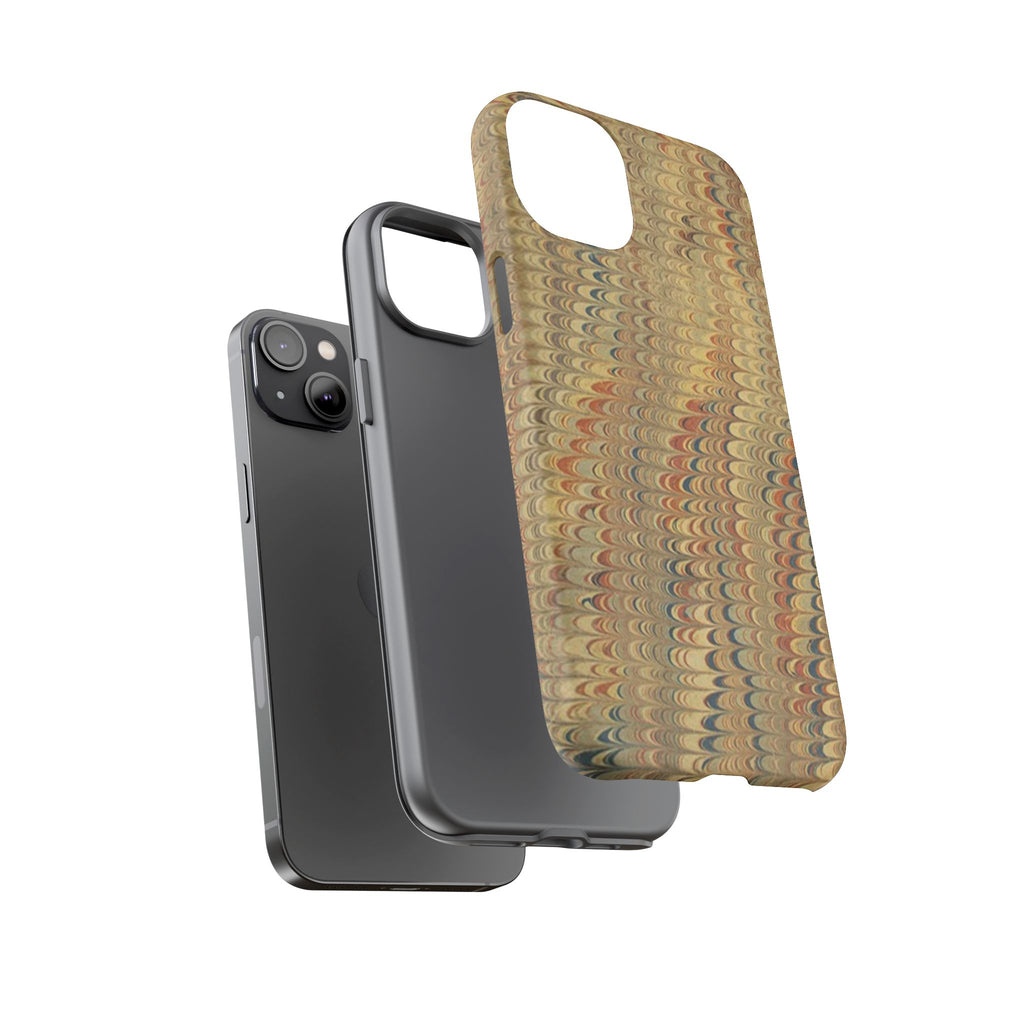 Beige and Blue Marbled Durable Phone Case - Dual Layer - Matte or Glossy