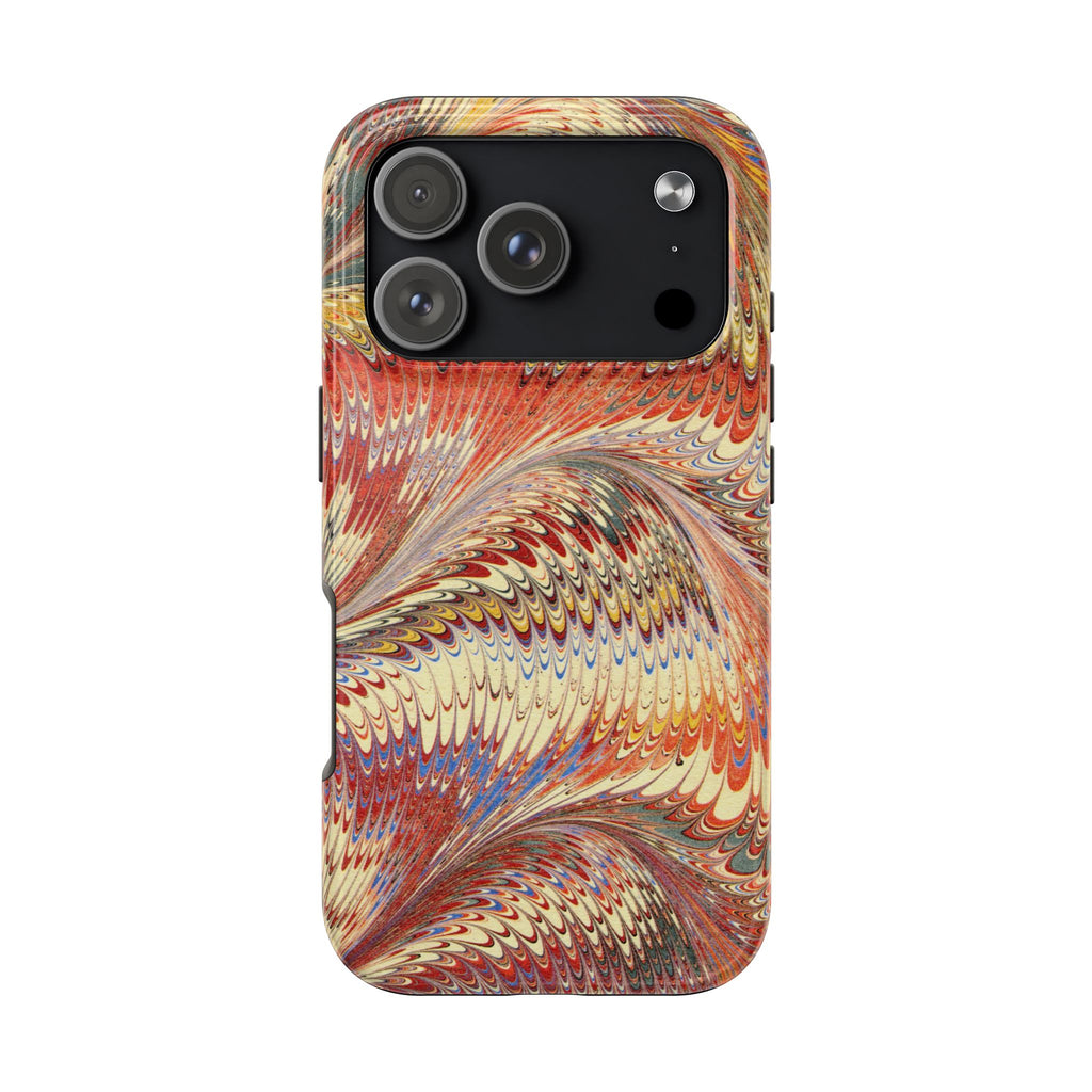 Fall Leaves Golden, Rust, + Warm Tones Italian Swirl Wave Design Dual Layer Phone Case