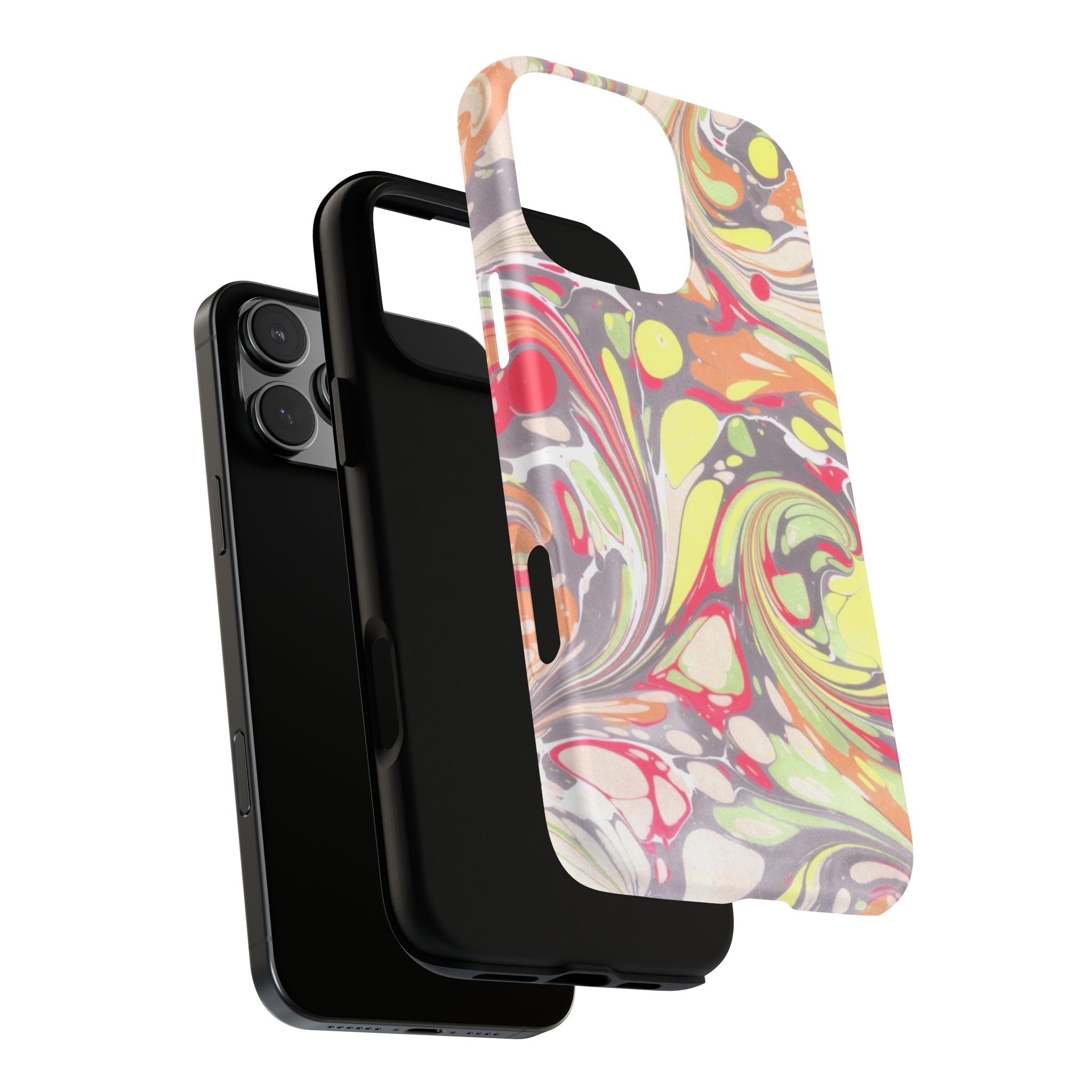 Yellow and Pink Swirl Marbled Italian Phone Case - Dual Layer - Matte or Glossy