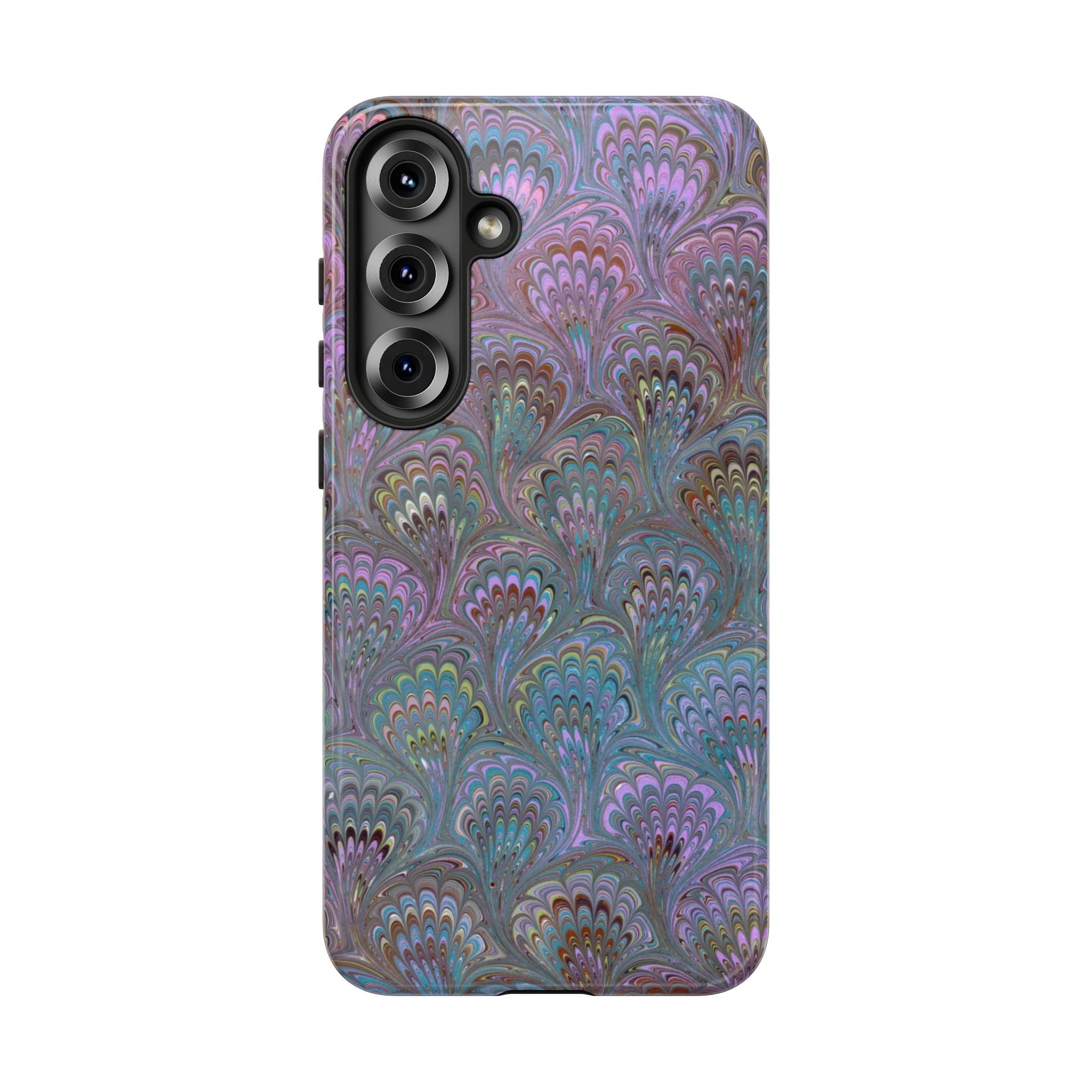 Lavender Marbled Peacock Durable Phone Case - Matte or Glossy