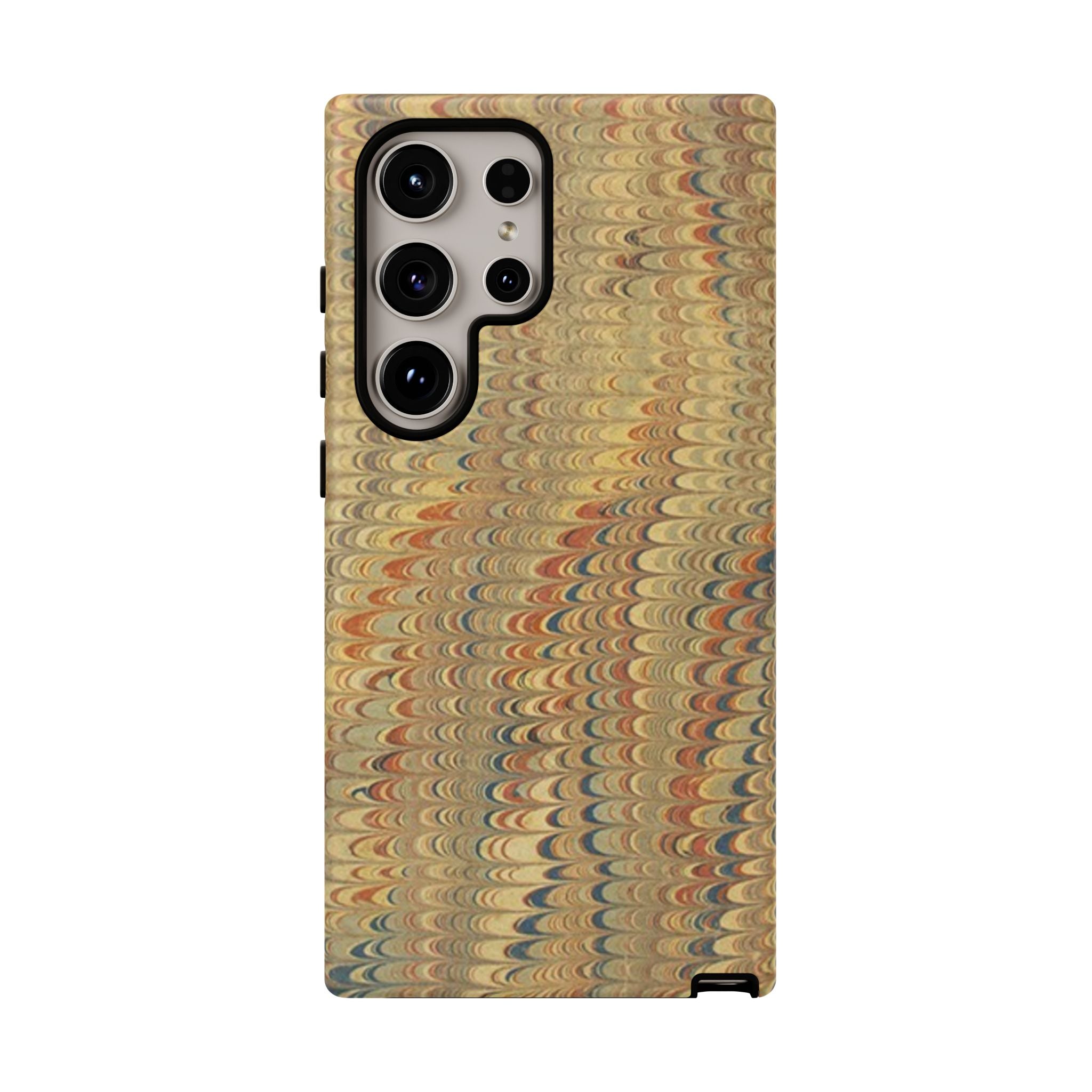 Beige and Blue Marbled Durable Phone Case - Dual Layer - Matte or Glossy