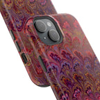 Red, Burgundy, Lavender Italian Peacock Feather Design Phone Case