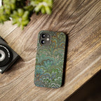 Deep Green Peacock Italian Marbled Design, Italy Feather Phone Case