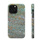 Green, Blue, + White Marbled Peacock - Dual Layer MAG SAFE Phone Case