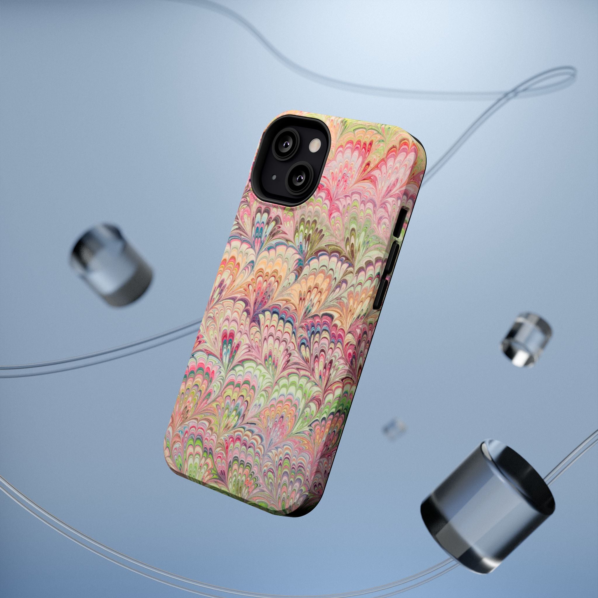 Marbled Pastel Pink and Green Impact-Resistant Phone Case for Apple + Samsung