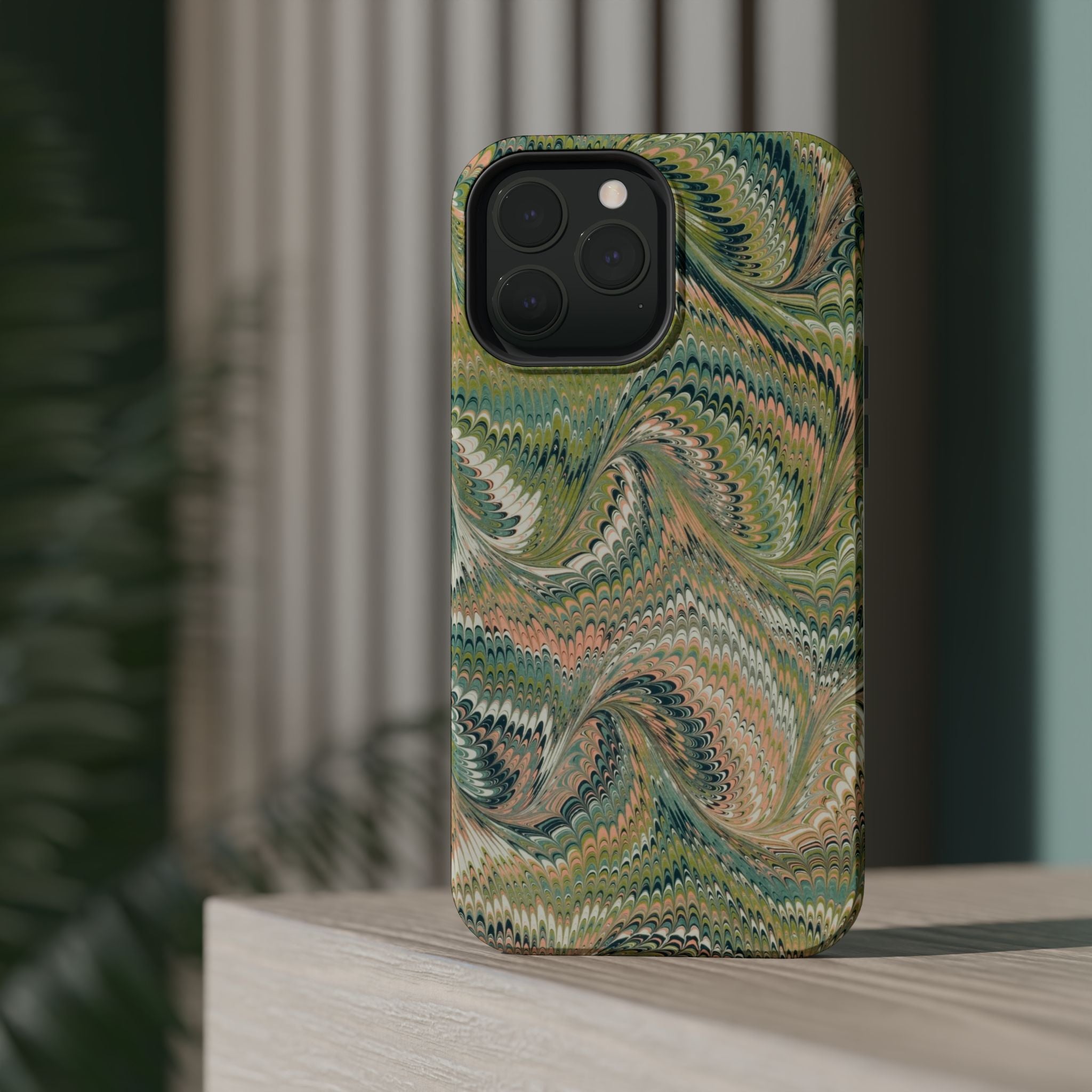 Green Pastel Italian Marble Design Magnetic MAG SAFE High Impact iPhone Cases
