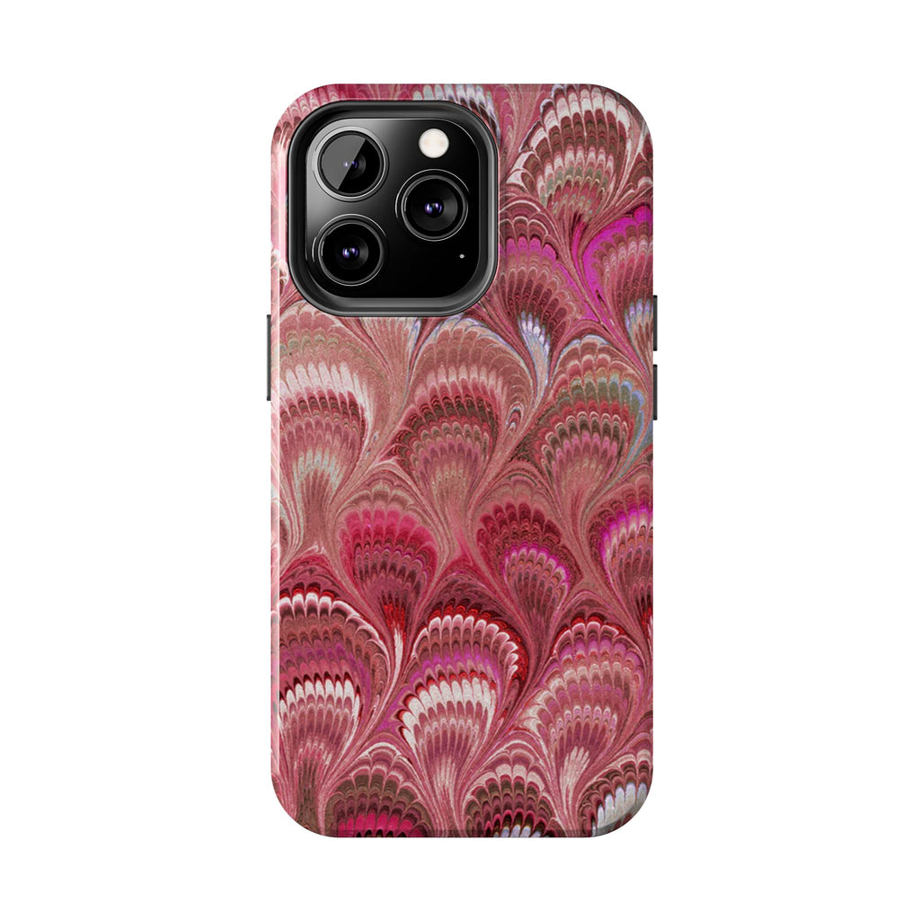Pink Peacock Marble Italian Tough Phone Case — Durable Marbled Phone Case