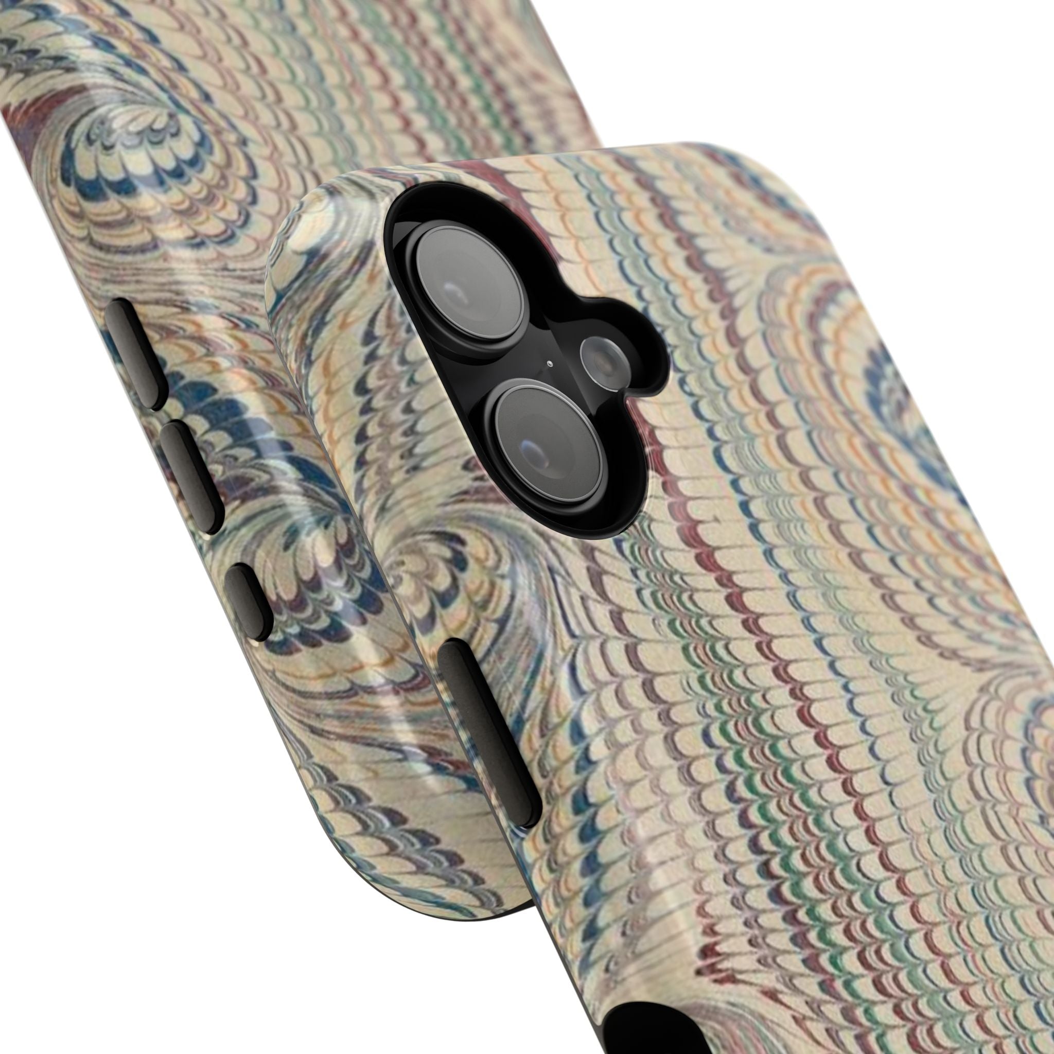 Italian Beige & Blue Marble Phone Case — Impact-Resistant Durable Case for Apple & Samsung