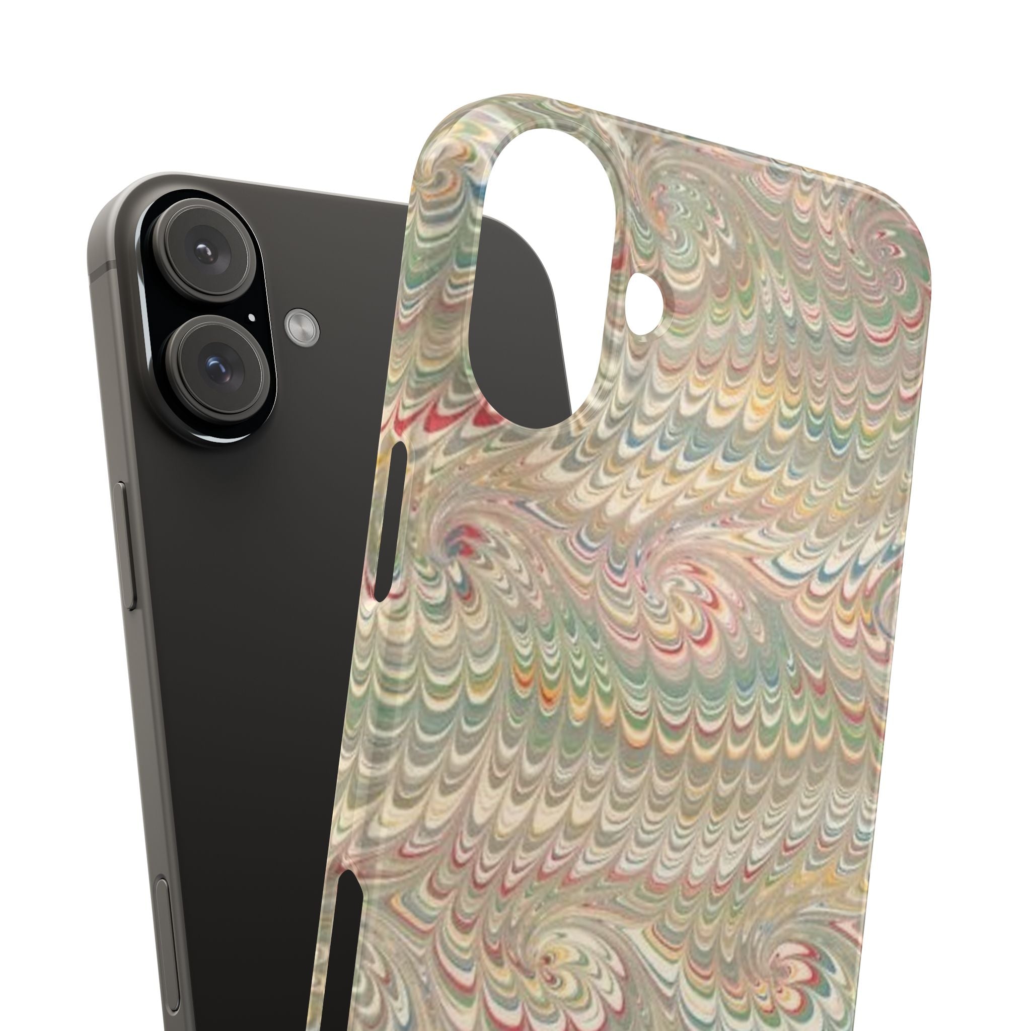 Beige Swirl Marbled Feather Phone Case