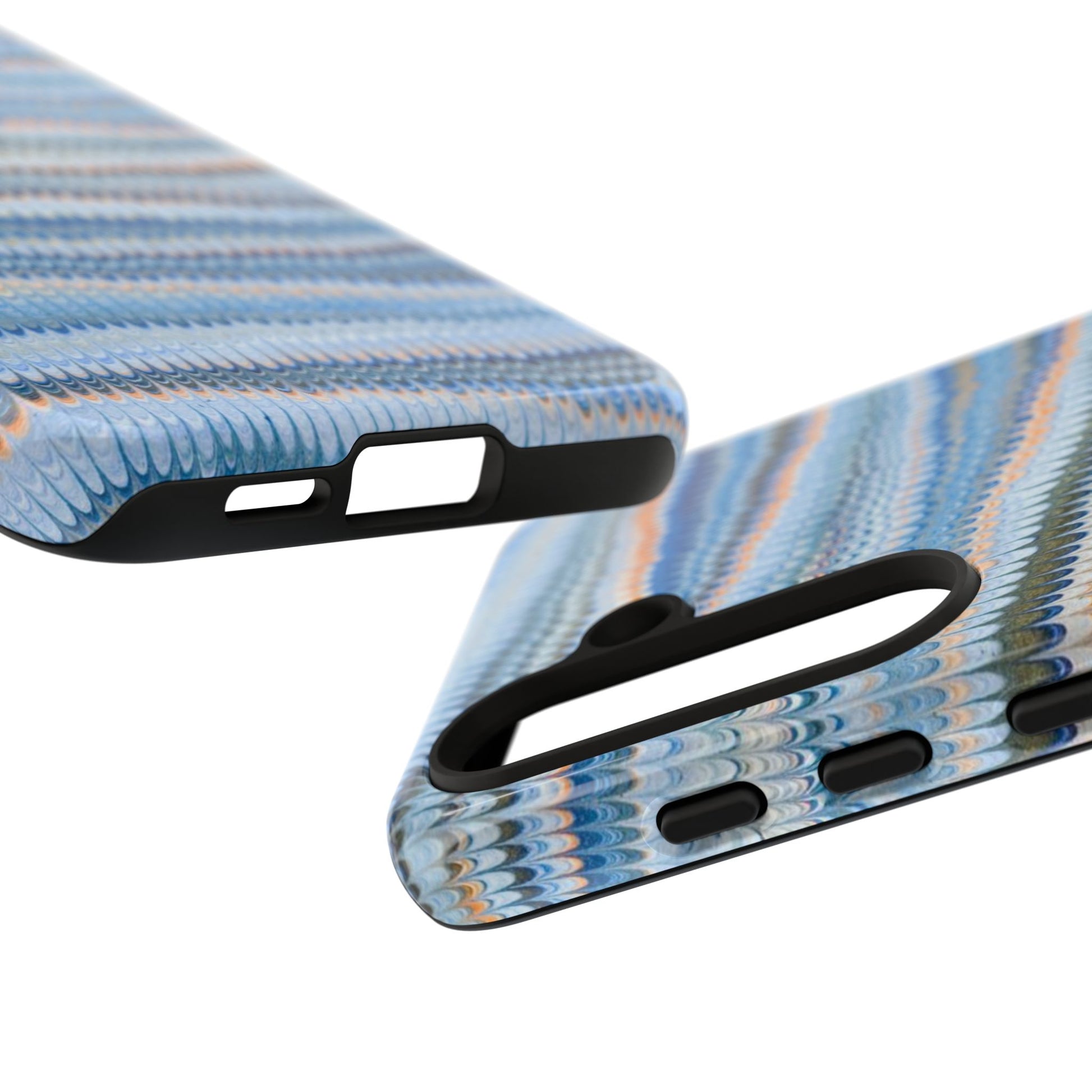 Blue Marbled Phone Cases iPhone 16 + Samsung + Apple + Google - all models, Vintage Marbled Design - Tough Cases