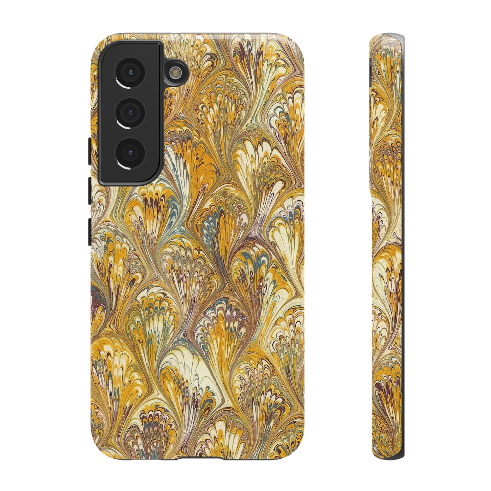 Golden Yellow Marbled Italian Phone Case - Dual Layer - Matte or Glossy
