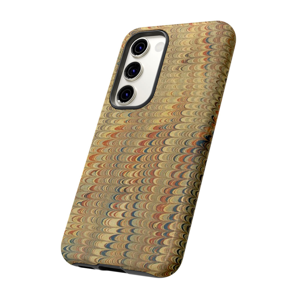 Beige and Blue Marbled Durable Phone Case - Dual Layer - Matte or Glossy