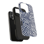 Zebra Print Navy + White - Dual Layer Phone Case