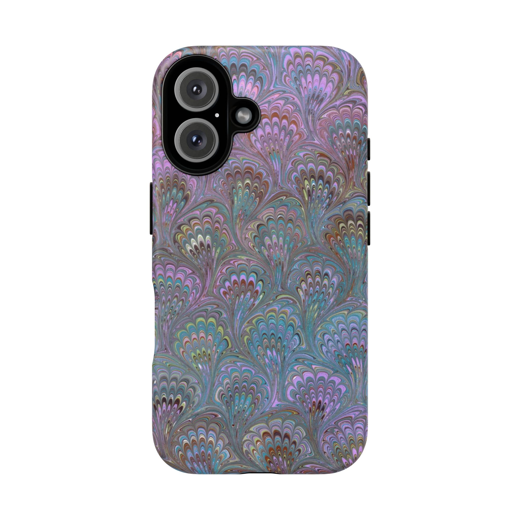 Lavender Marbled Peacock Durable Phone Case - Matte or Glossy