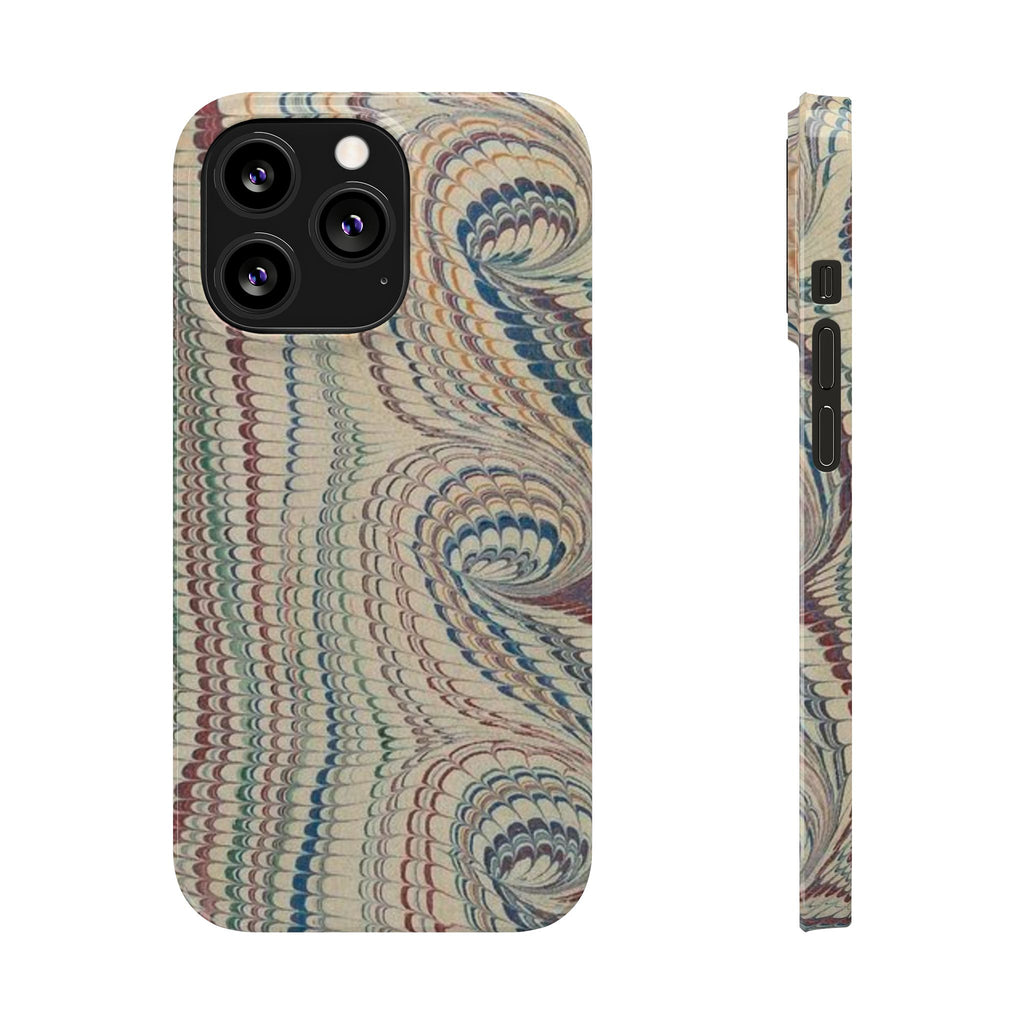 Italian Vintage Marbled Paper Design on iPhone Cases, Artistic Protection for Your Device in Elegant Beige, Blue, Burgundy