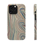 Italian Vintage Marbled Paper Design on iPhone Cases, Artistic Protection for Your Device in Elegant Beige, Blue, Burgundy