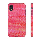 Pink and Gold Marbled Peacock Durable Phone Case - Olive Green and Brown - Matte or Glossy