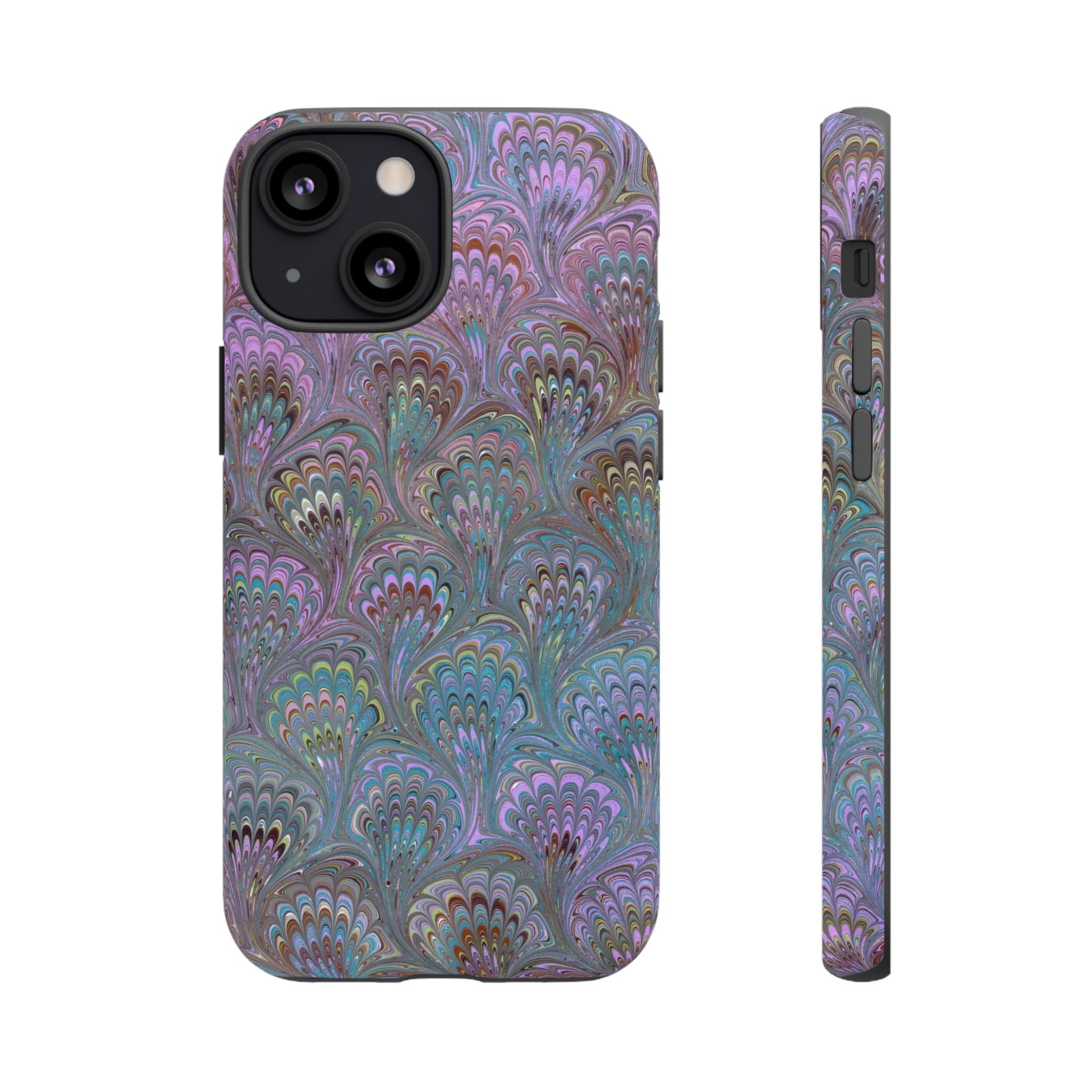 Lavender Marbled Peacock Durable Phone Case - Matte or Glossy