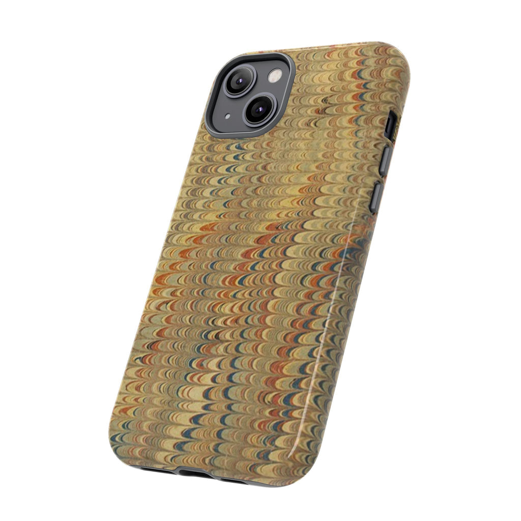Beige and Blue Marbled Durable Phone Case - Dual Layer - Matte or Glossy