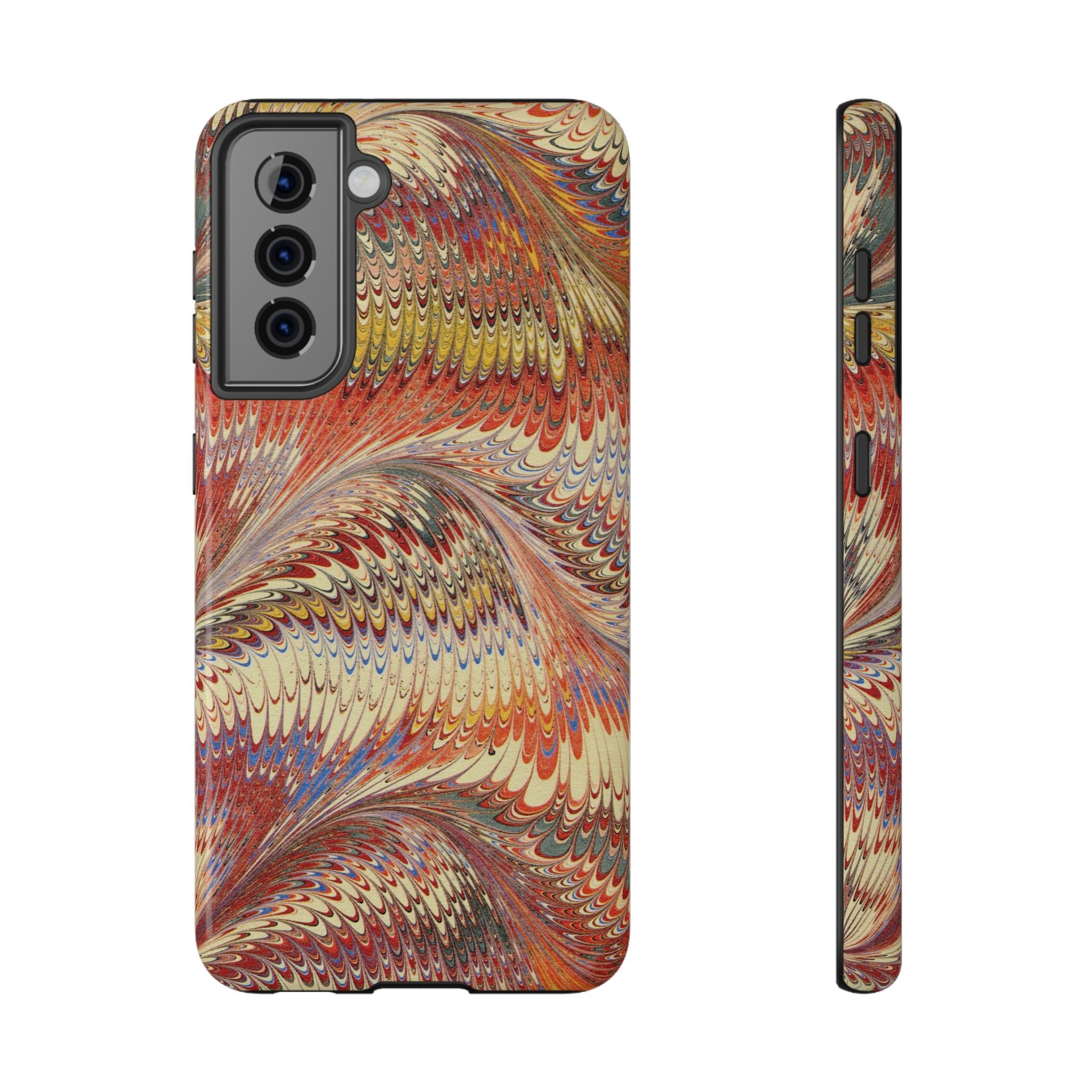 Rust and Gold Italian Vintage Marble Design Durable Phone Case for Apple + Samsung