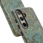 Green Marbled Peacock Durable Phone Case - Matte or Glossy
