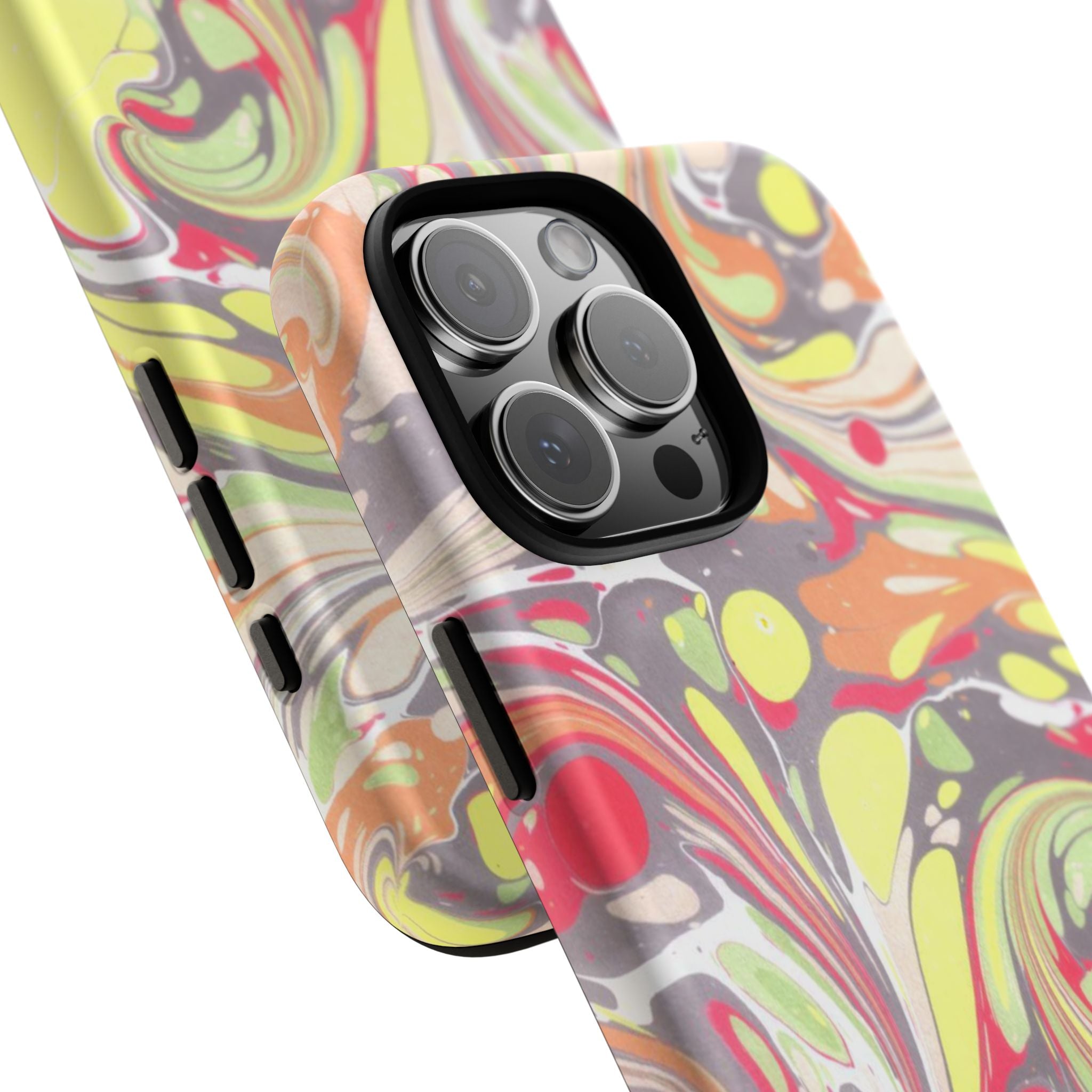 Yellow and Pink Swirl Marbled Italian Phone Case - Dual Layer - Matte or Glossy