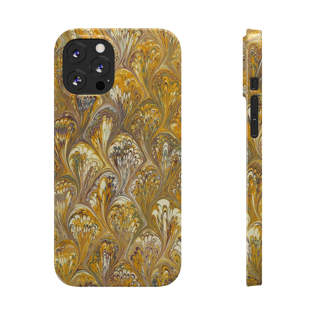 Golden Yelllow Hand-Marbled Florentine Italian Phone Case for iPhone 17 and all sizes