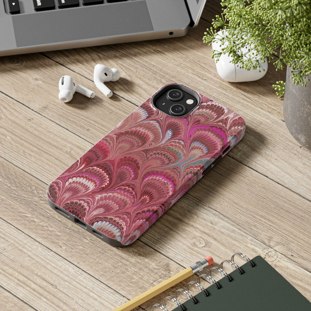 Pretty in Pink - Peacock Marble Italian Tough Phone Case — Durable Marbled Phone Case