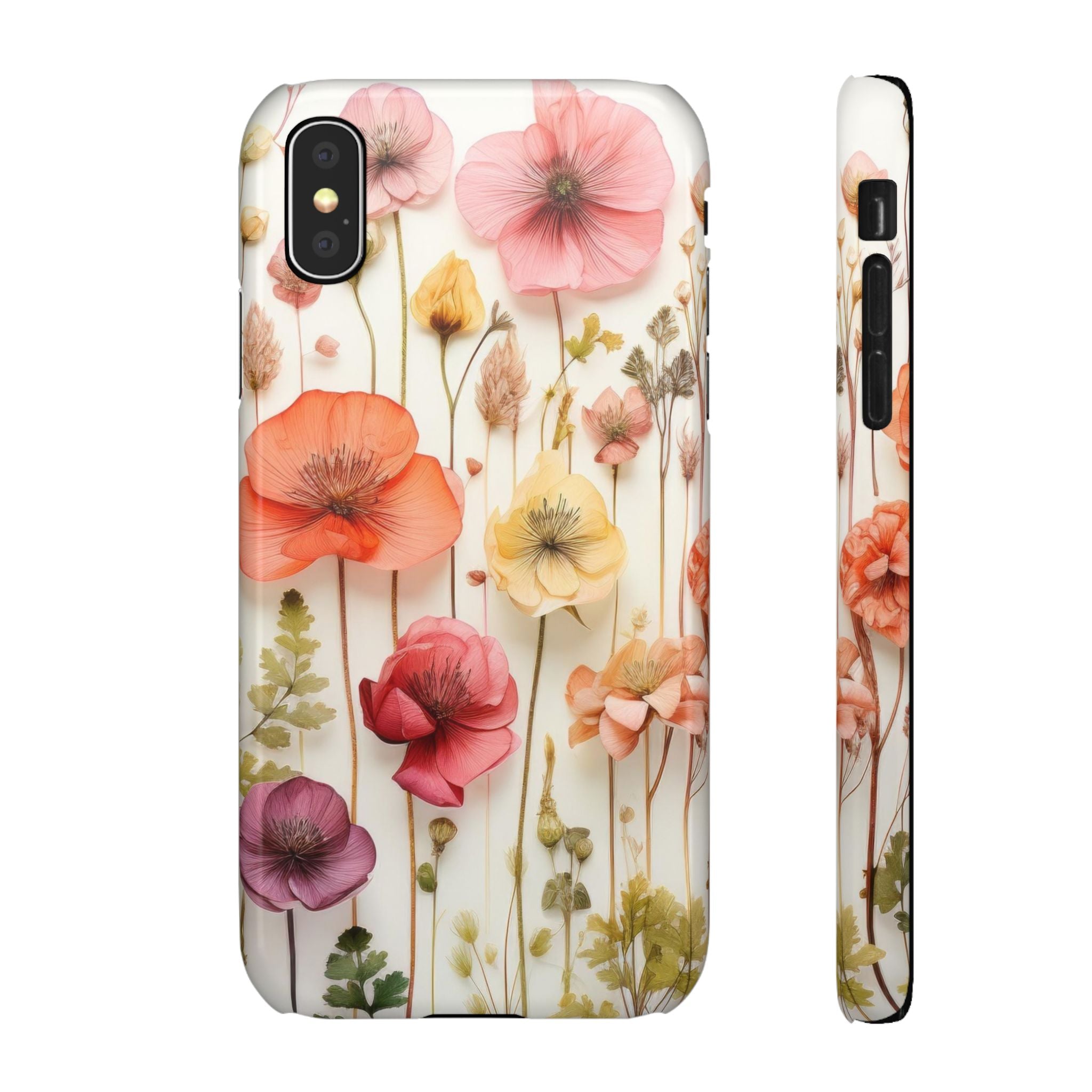 Pink Floral Pressed Flowers - Slim Case