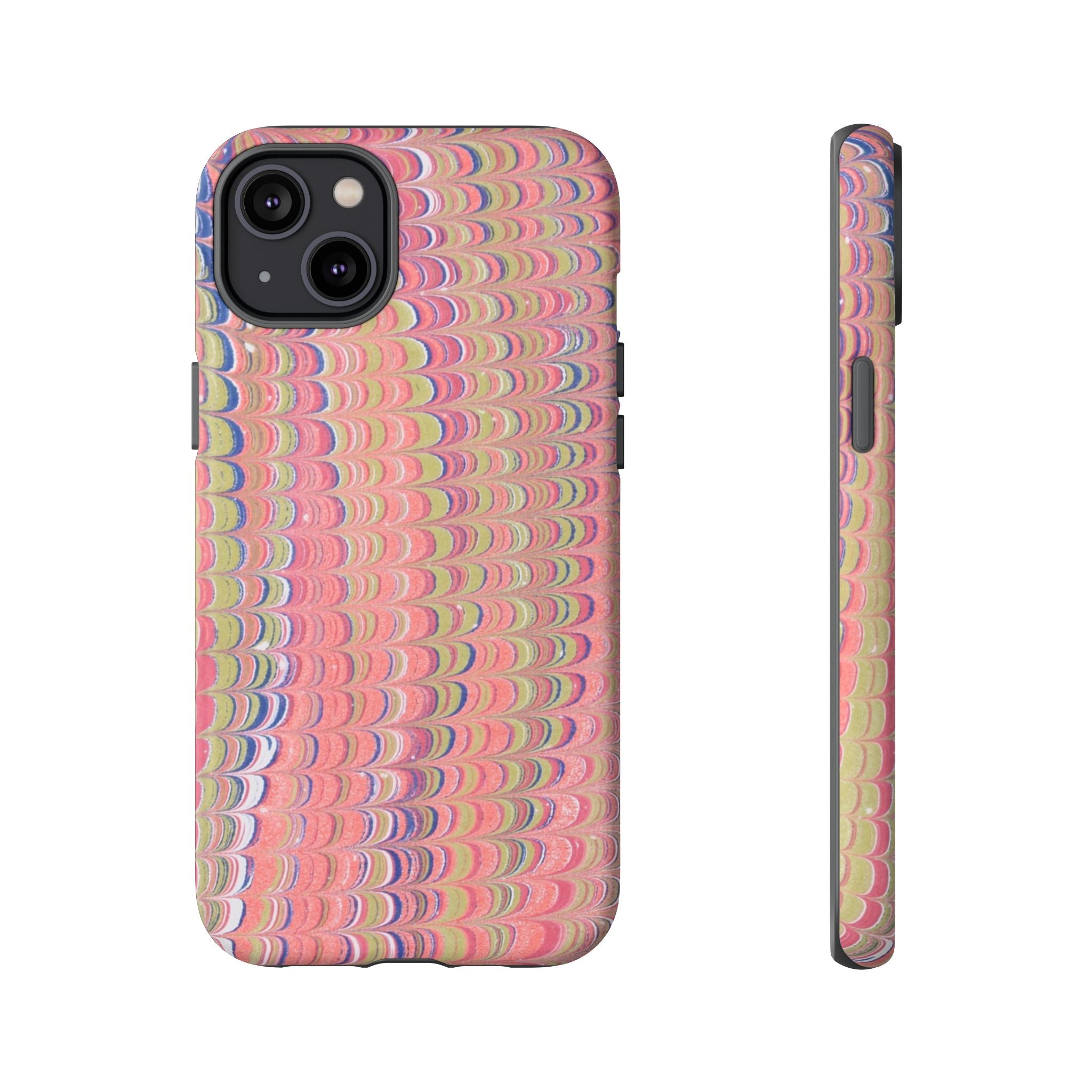 Pink Pastels Feather Marbled Vintage Design iPhone 16 + Samsung + Apple + Google - all models