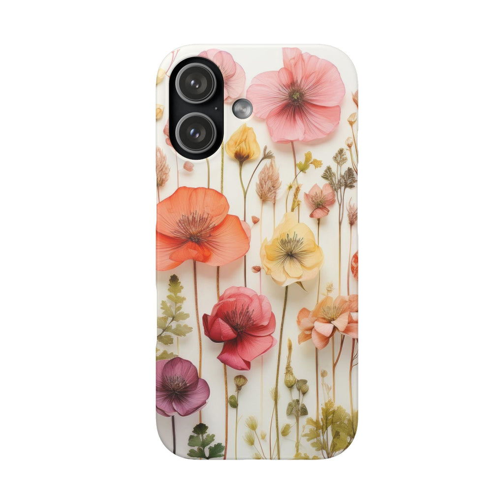 Pink Floral Pressed Flowers - Slim Case