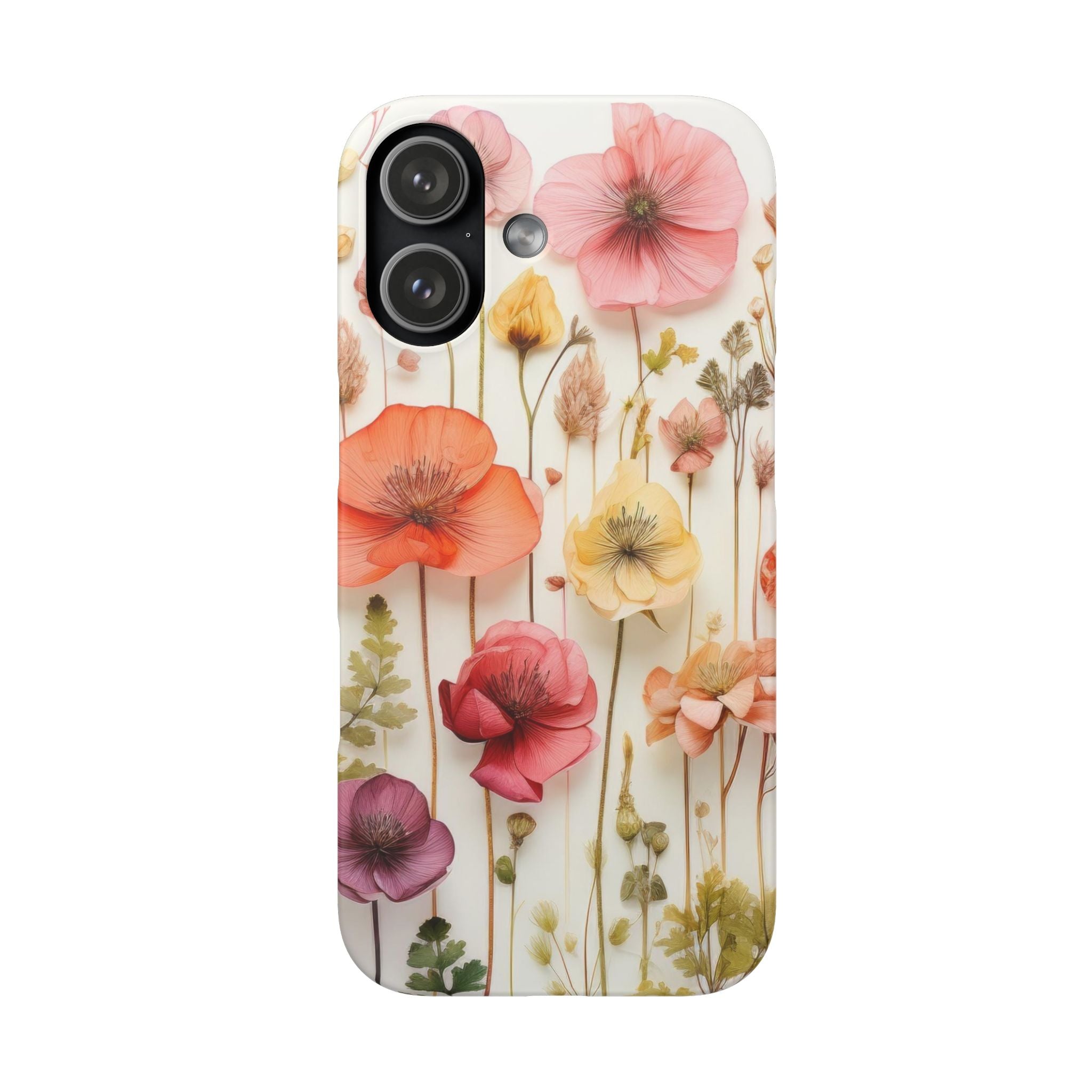 Pink Floral Pressed Flowers - Slim Case