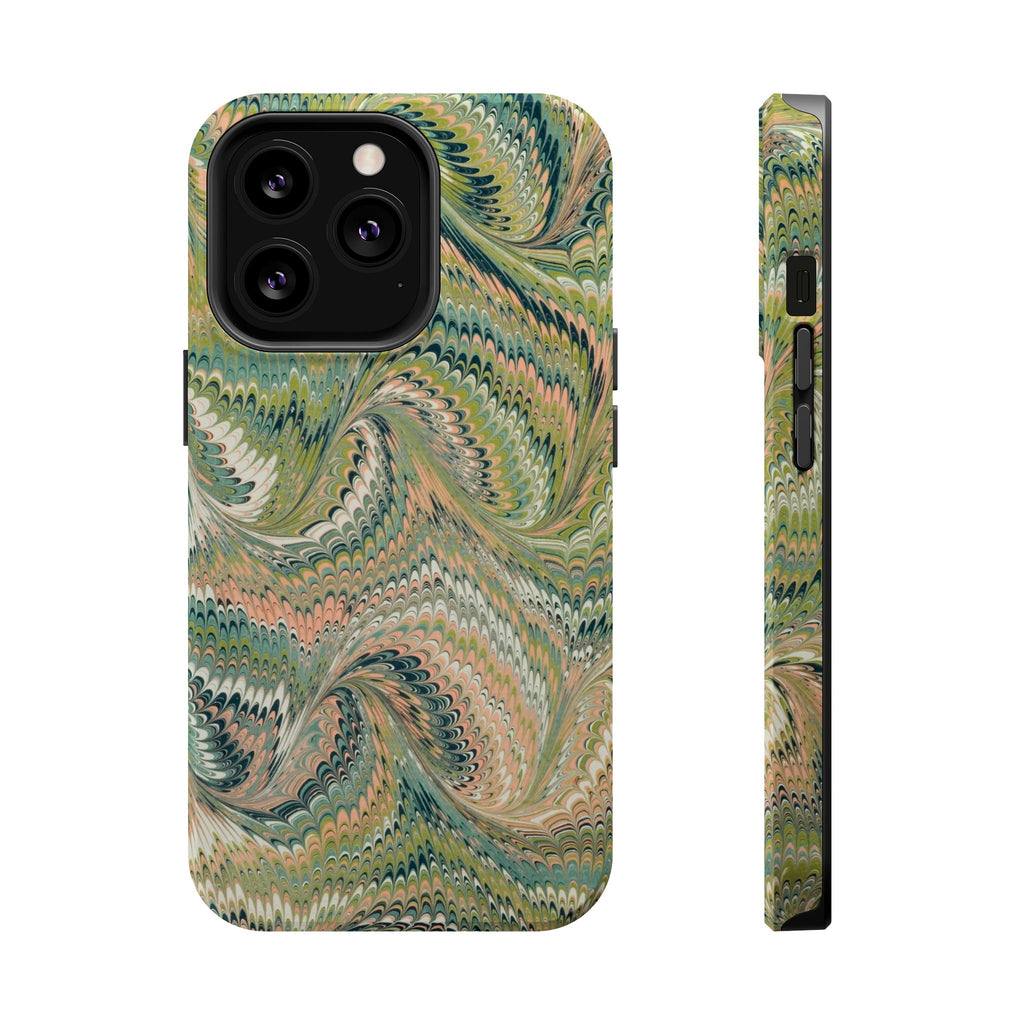 Green Pastel Italian Marble Design Magnetic MAG SAFE High Impact iPhone Cases