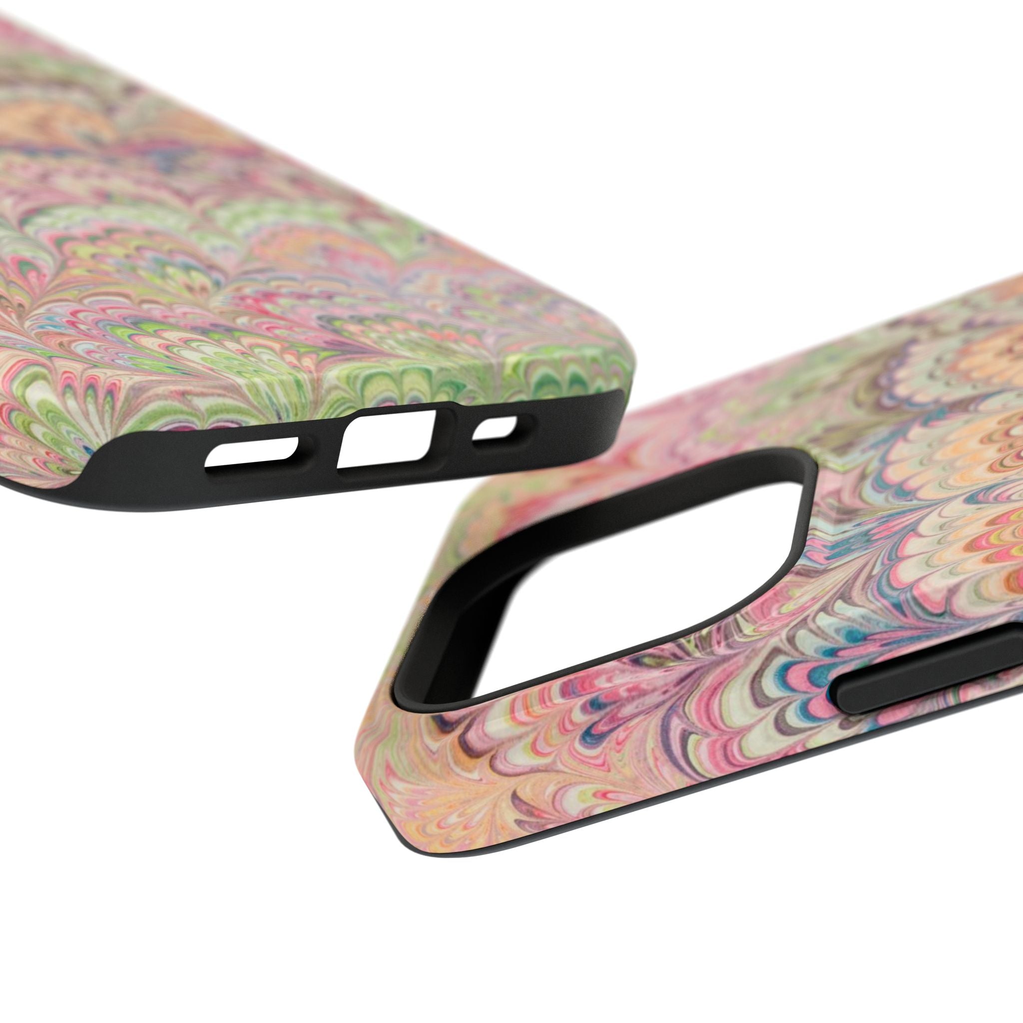 Marbled Pastel Pink and Green Impact-Resistant Phone Case for Apple + Samsung