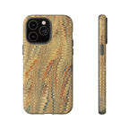 Beige and Blue Marbled Durable Phone Case - Dual Layer - Matte or Glossy