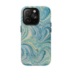 Aqua + Green Marble Phone Case - Impact-Resistant Durable - Dual Cover Design