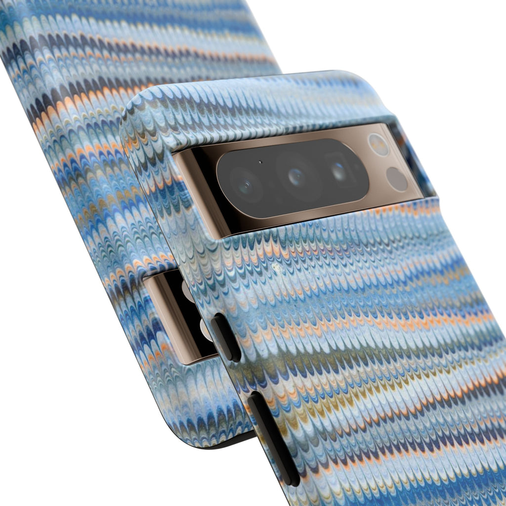 Blue Marbled Phone Cases iPhone 16 + Samsung + Apple + Google - all models, Vintage Marbled Design - Tough Cases