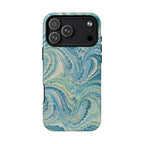 Aqua + Green Marble Phone Case - Impact-Resistant Durable - Dual Cover Design