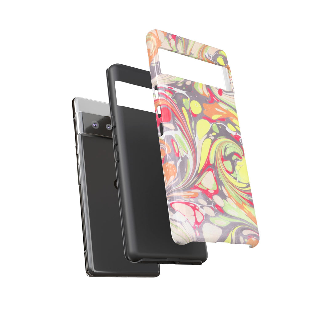 Yellow and Pink Swirl Marbled Italian Phone Case - Dual Layer - Matte or Glossy