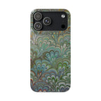 Green Feather Marbled Swirl Phone Case - Single Layer Slim Case