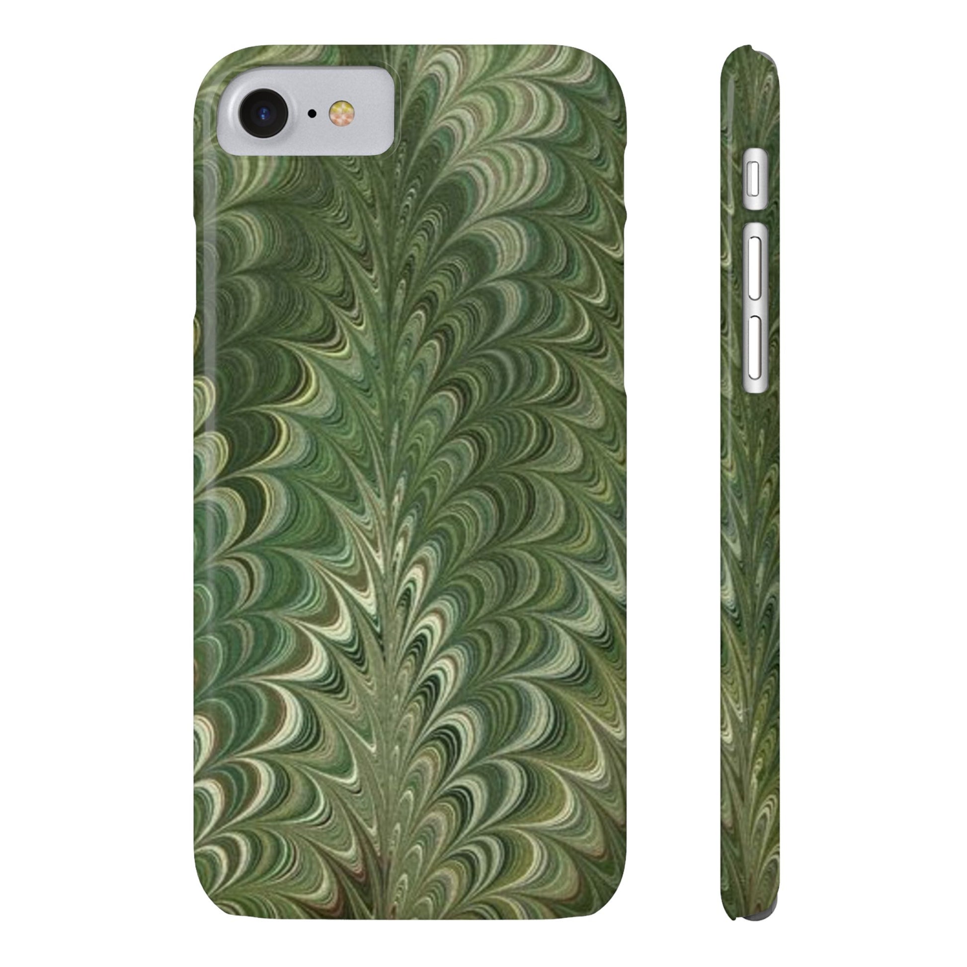 Deep Green Hues of Italian Hand-Painted, Vintage Marbled Paper from Italy Designed Phone Case, iPhone16 Case and all iPhone Cases